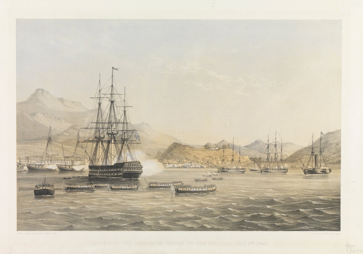 Zdobycie wyspy Chusan przez Brytyjczyków 5 lipca 1840 r. autorstwa Harry Francis Darell