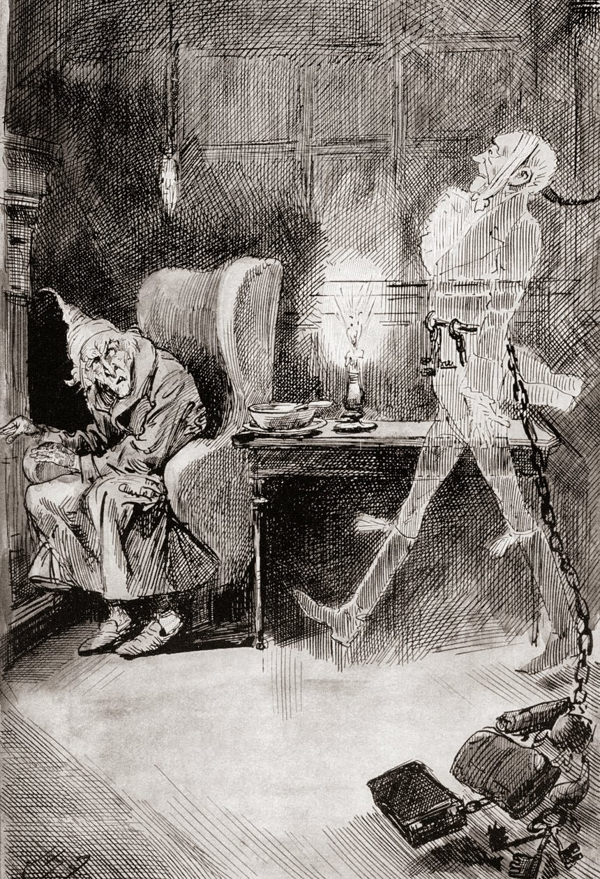 Ilustracja do Opowieści wigilijnej z The Christmas Books autorstwa Charlesa Dickensa autorstwa Harry Furniss