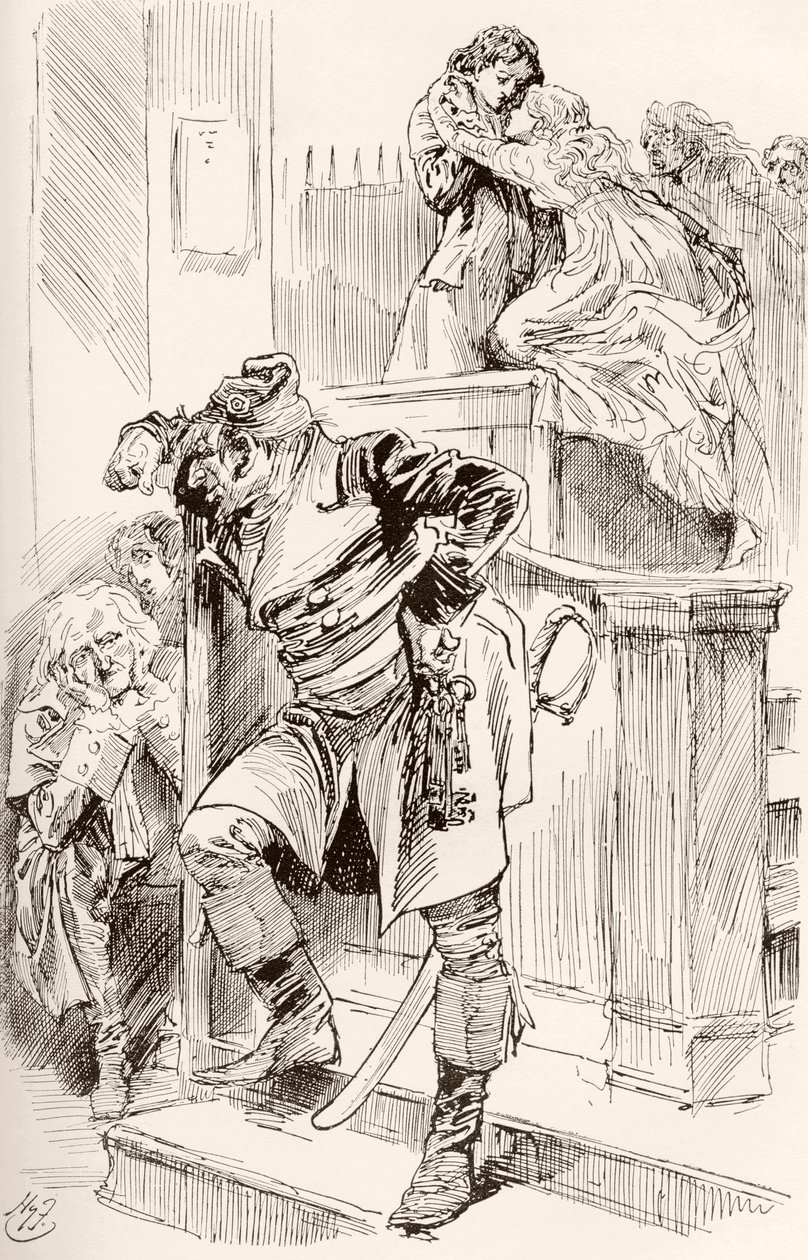 Ilustracja do powieści Karola Dickensa Opowieść o dwóch miastach autorstwa Harry Furniss