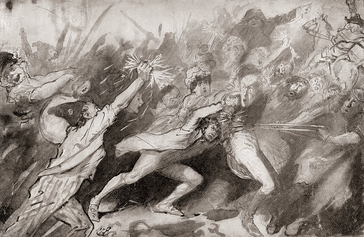 Ilustracja do powieści Karola Dickensa Opowieść o dwóch miastach autorstwa Harry Furniss