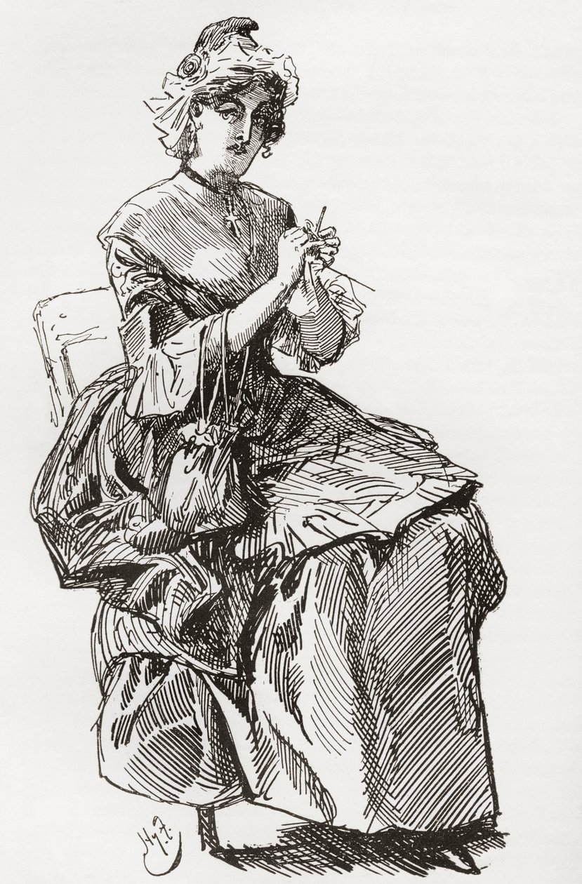 Ilustracja do powieści Karola Dickensa Opowieść o dwóch miastach autorstwa Harry Furniss