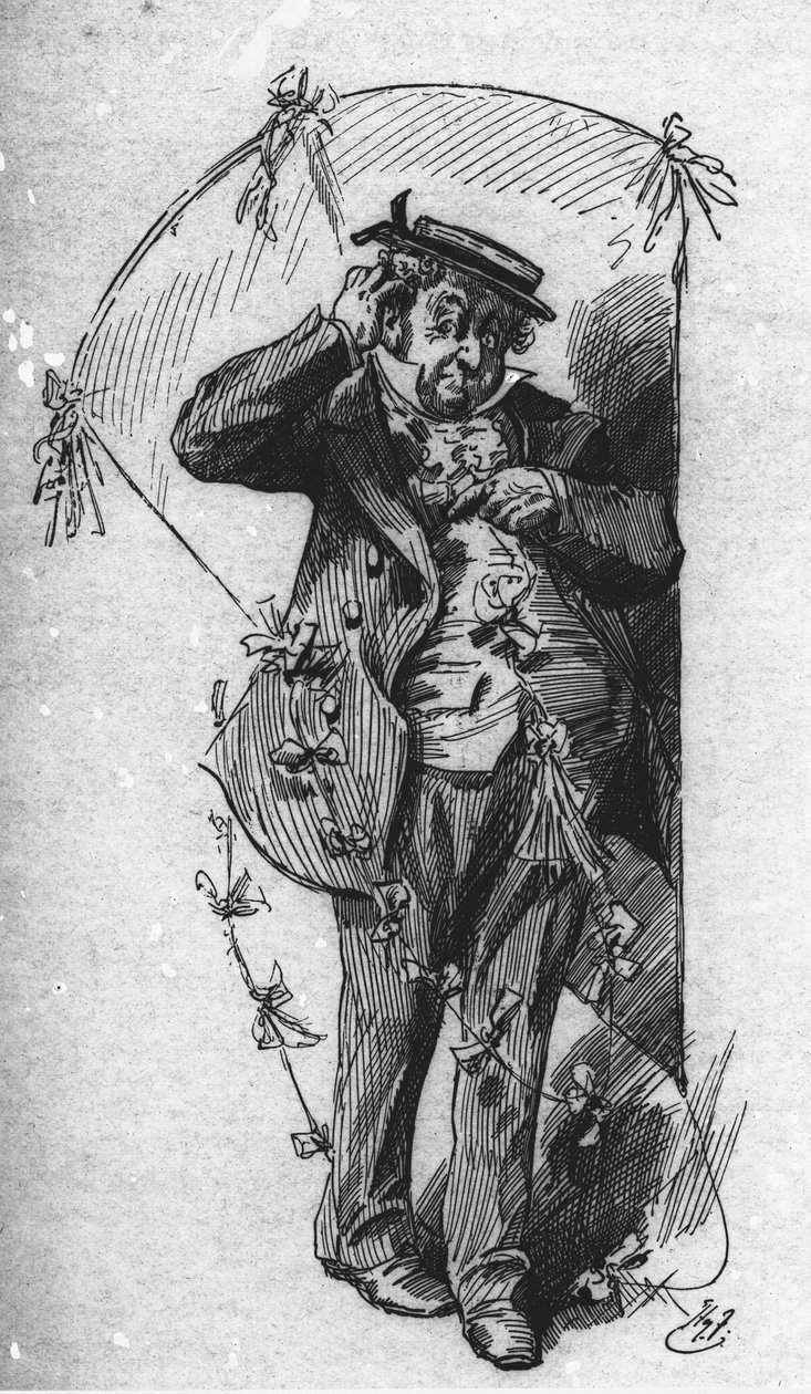 Pan Dick ze swoim latawcem, z „David Copperfield”, autorstwa Charlesa Dickensa autorstwa Harry Furniss