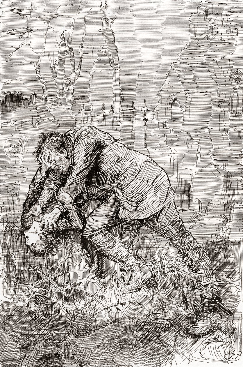Walka Pipa z uciekinierem. " autorstwa Harry Furniss
