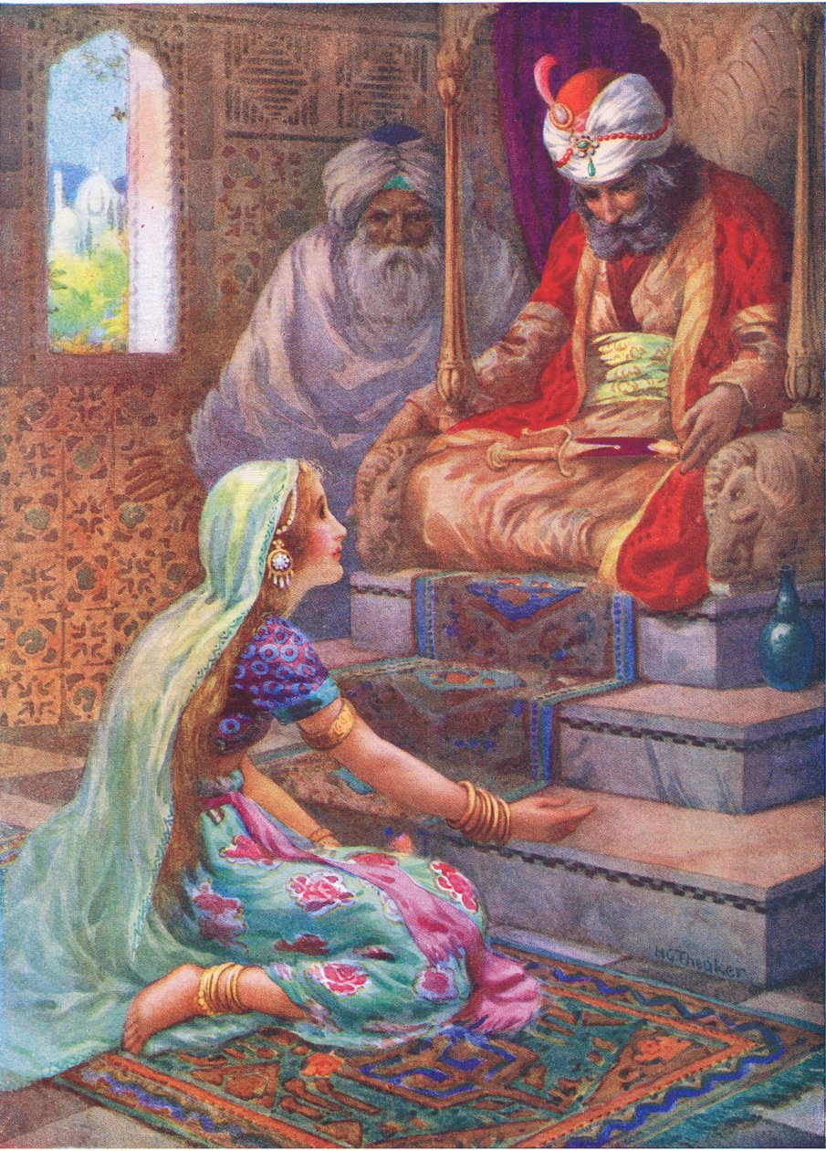 Nazywa się Satyavan, ilustracja z "Childrens Stories from Indian Legends", ok. 1930 r. (kolorowa litografia) autorstwa Harry George Theaker