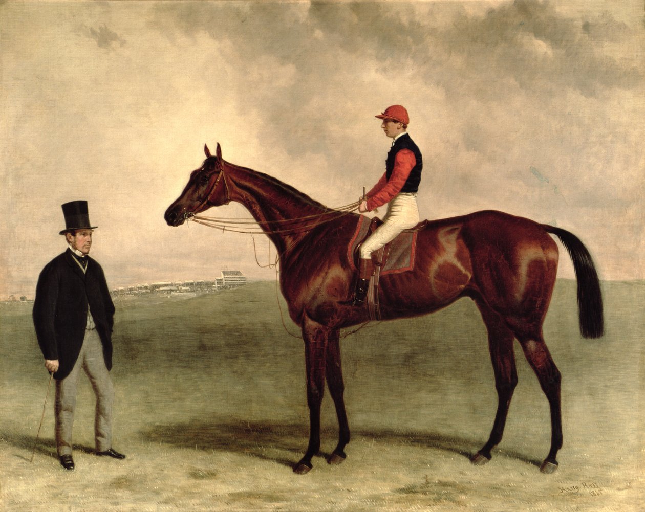 Gladiateur z Harrym Grimshawem i jego właścicielem, hrabią Frederic de Lagrange, 1865 autorstwa Harry Hall