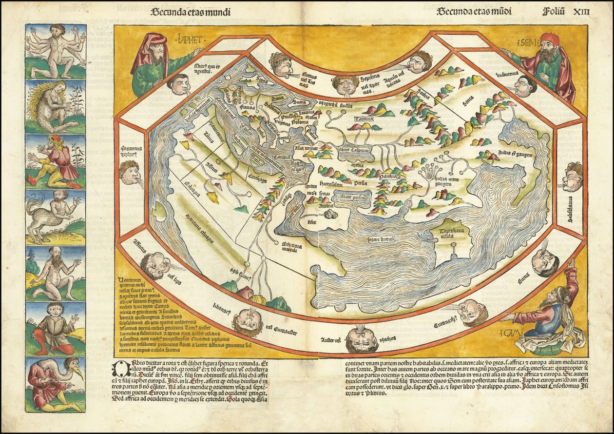 Mapa świata z 1493 roku - Secunda etas mundi autorstwa Hartmann Schedel