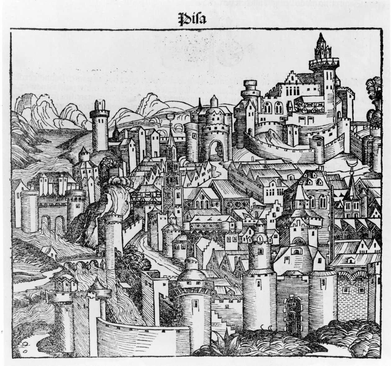 Pisa według „Liber Chronicarum” Hartmanna Schedla. Norymberga 1493 autorstwa Hartmann Schedel