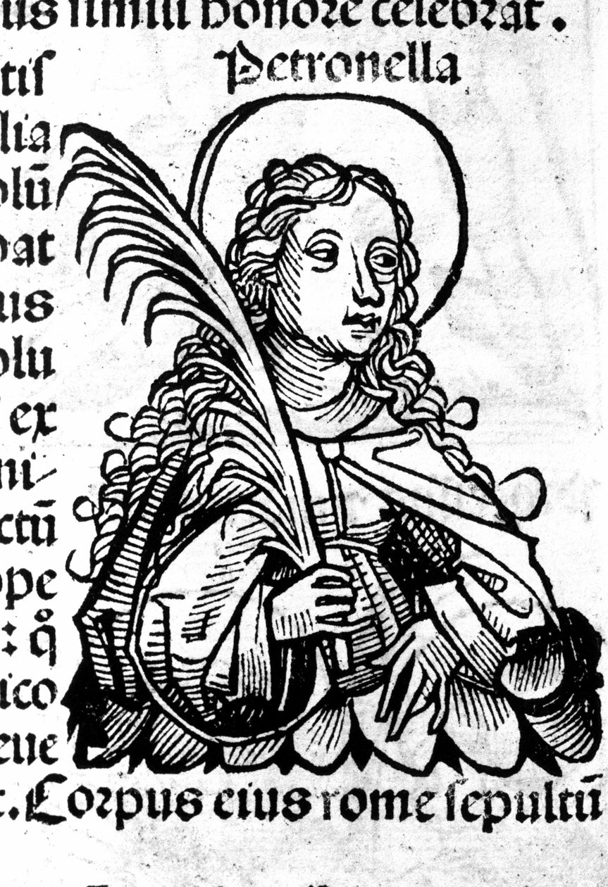 Portret św. Petroneli. Ksylografia wg „Kroniki norymberskiej” Hartmanna Schedla. Norymberga 1497 autorstwa Hartmann Schedel