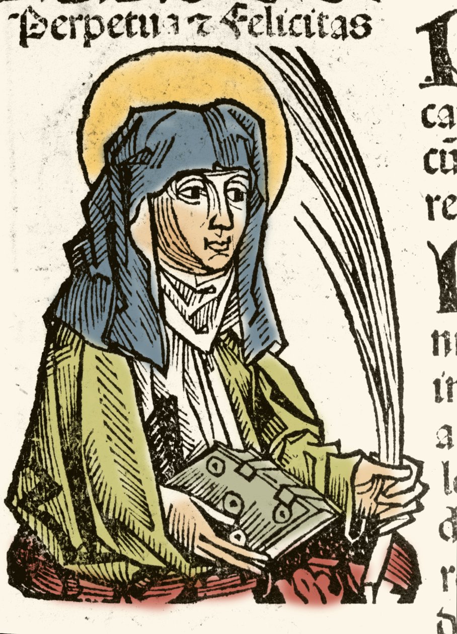 Reprezentacja św. Perpetuusa, męczeństwo w Kartaginie. ksylografia Hartmanna Schedla „„Kroniki Norymberskie”” 1493. autorstwa Hartmann Schedel