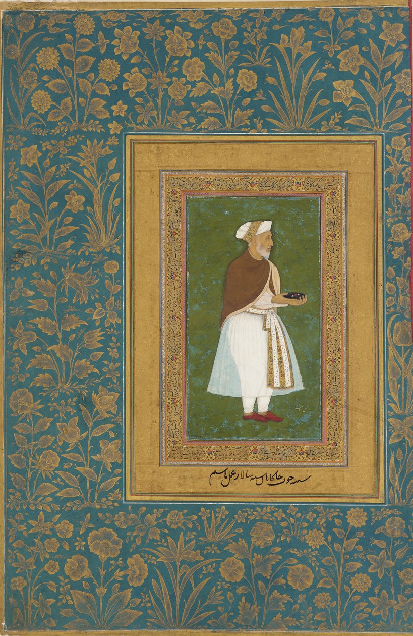 Abd al-Rahim, Khan Khanan, ok. 1627 (nieprzezroczysta akwarela, tusz i złoto na papierze) autorstwa Hashim Hashim