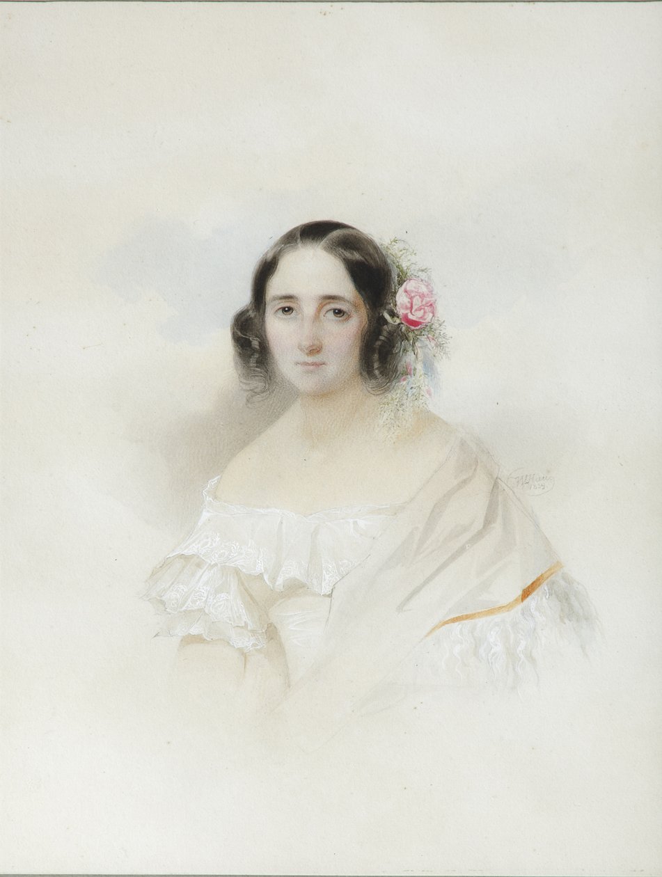 Portret Anny Aleksiejewnej Oleniny 1808-1888, 1839 autorstwa Hau