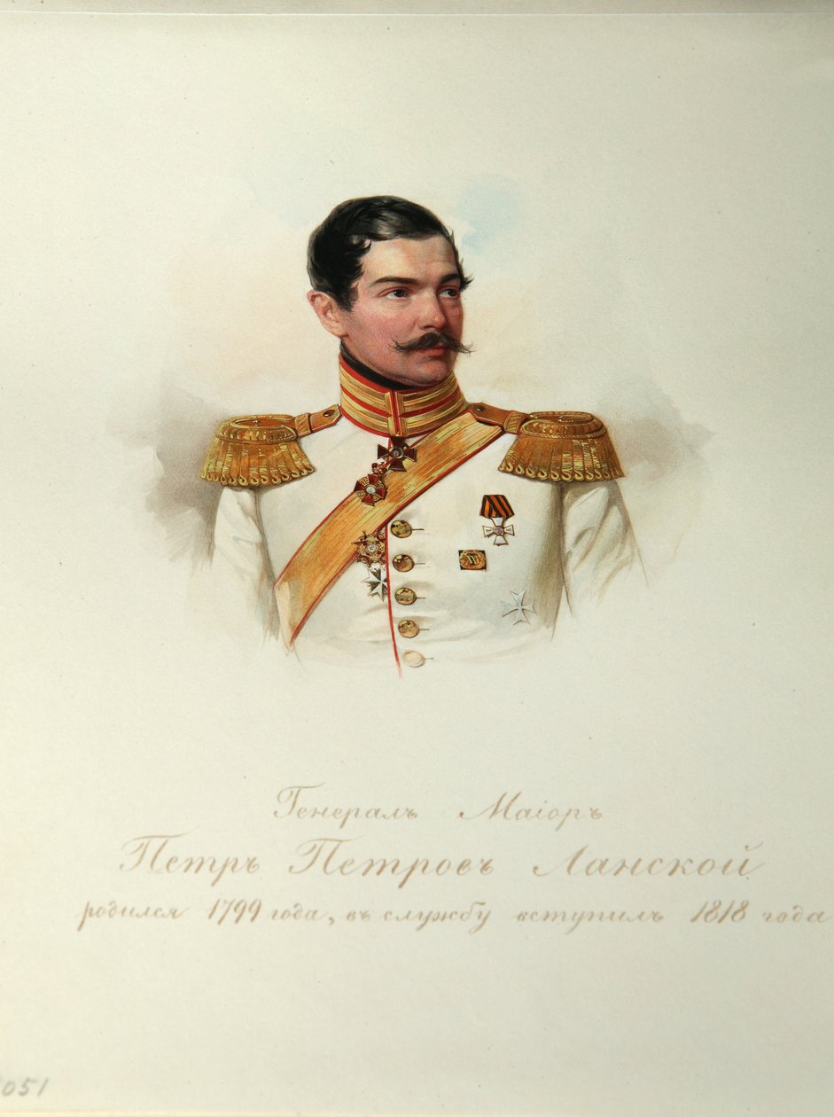 Portret generała Piotra Pietrowicza Lanskoya 1799-1877 z albumu cesarskiej gwardii konnej, 1846-1849 autorstwa Hau