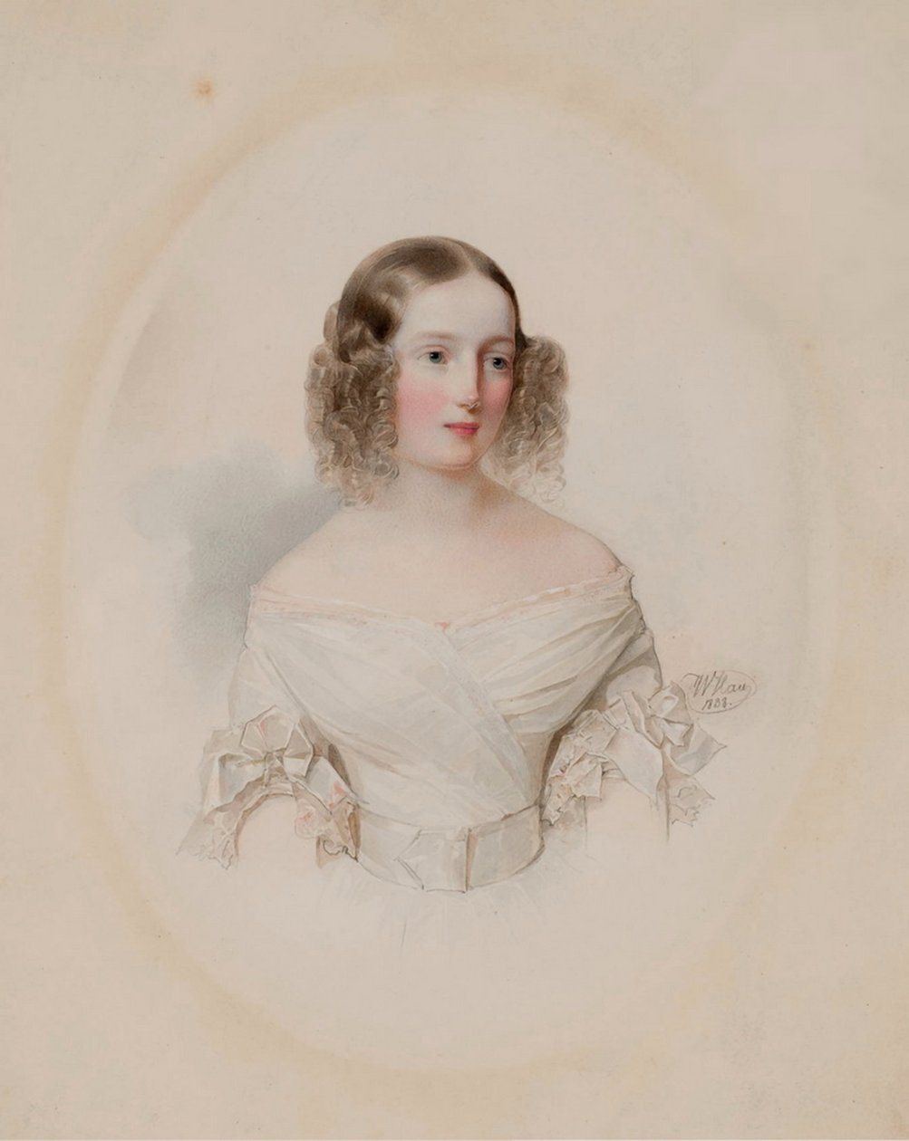 Portret wielkiej księżnej Olgi Nikołajewnej Rosji 1822-1892, królowej Wirtembergii, 1838 autorstwa Hau