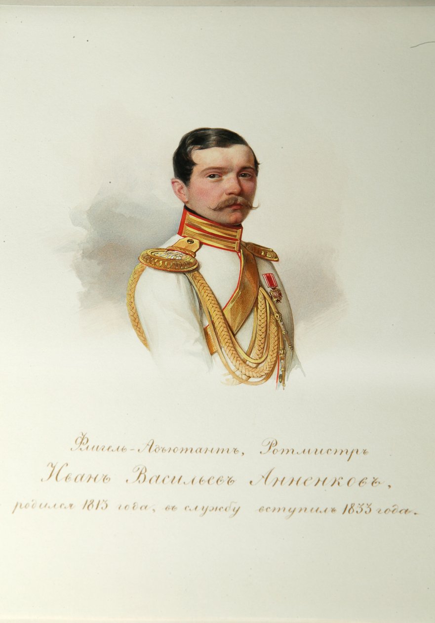 Portret Iwana Wasiljewicza Annienkowa 1814-1887 Z albumu cesarskiej gwardii konnej, 1846-1849 autorstwa Hau
