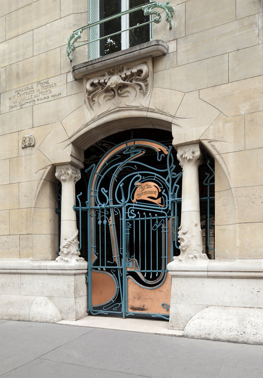 Drzwi wejściowe do zamku Castel Beranger w stylu Art Nouveau, zbudowanego w latach 1895-1898 w XVI dzielnicy Paryża (zdjęcie) autorstwa Hector Guimard