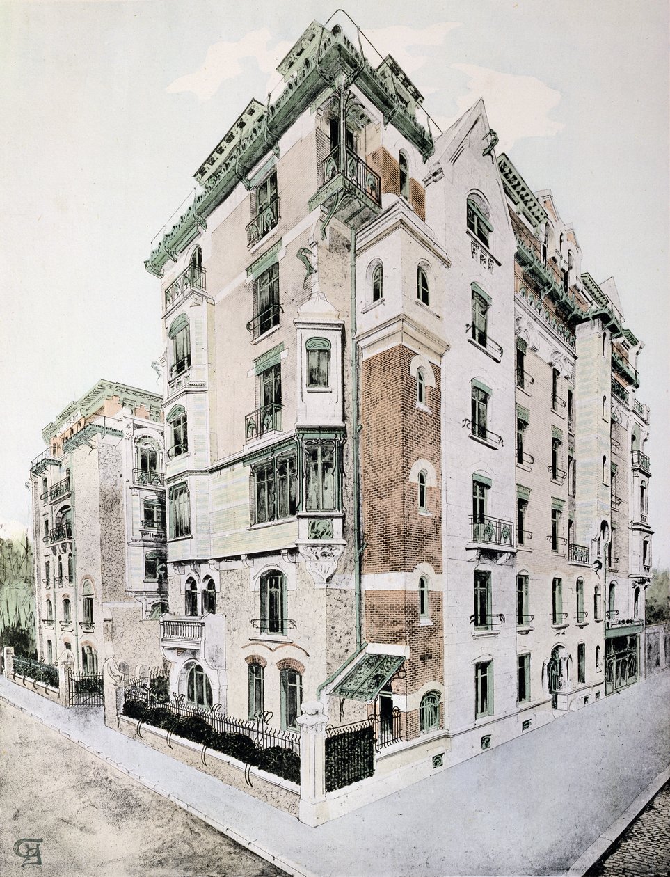 „Castel-Beranger”, ilustracja z książki Hectora Guimarda (1867-1942) autorstwa Hector Guimard