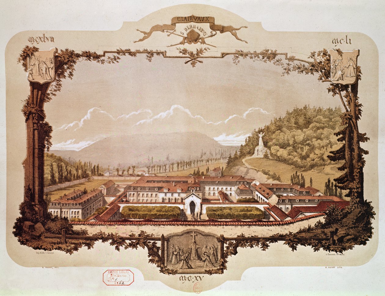 Widok na opactwo Clairvaux autorstwa Hector Guiot