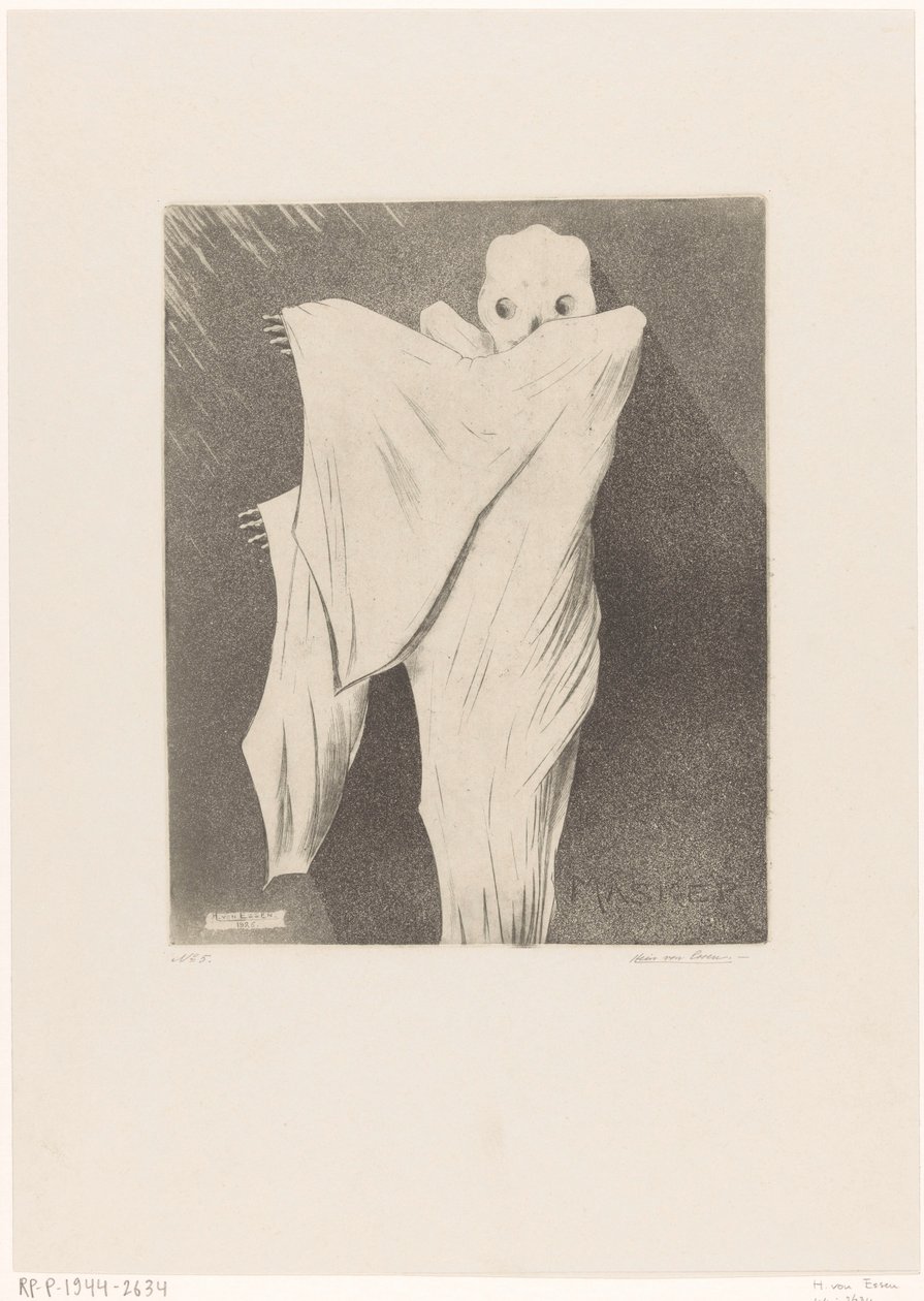 De Dood (oryginalny tytuł na obiekcie) Masker (oryginalny tytuł serii na obiekcie) autorstwa Hein von Essen (signed by artist)