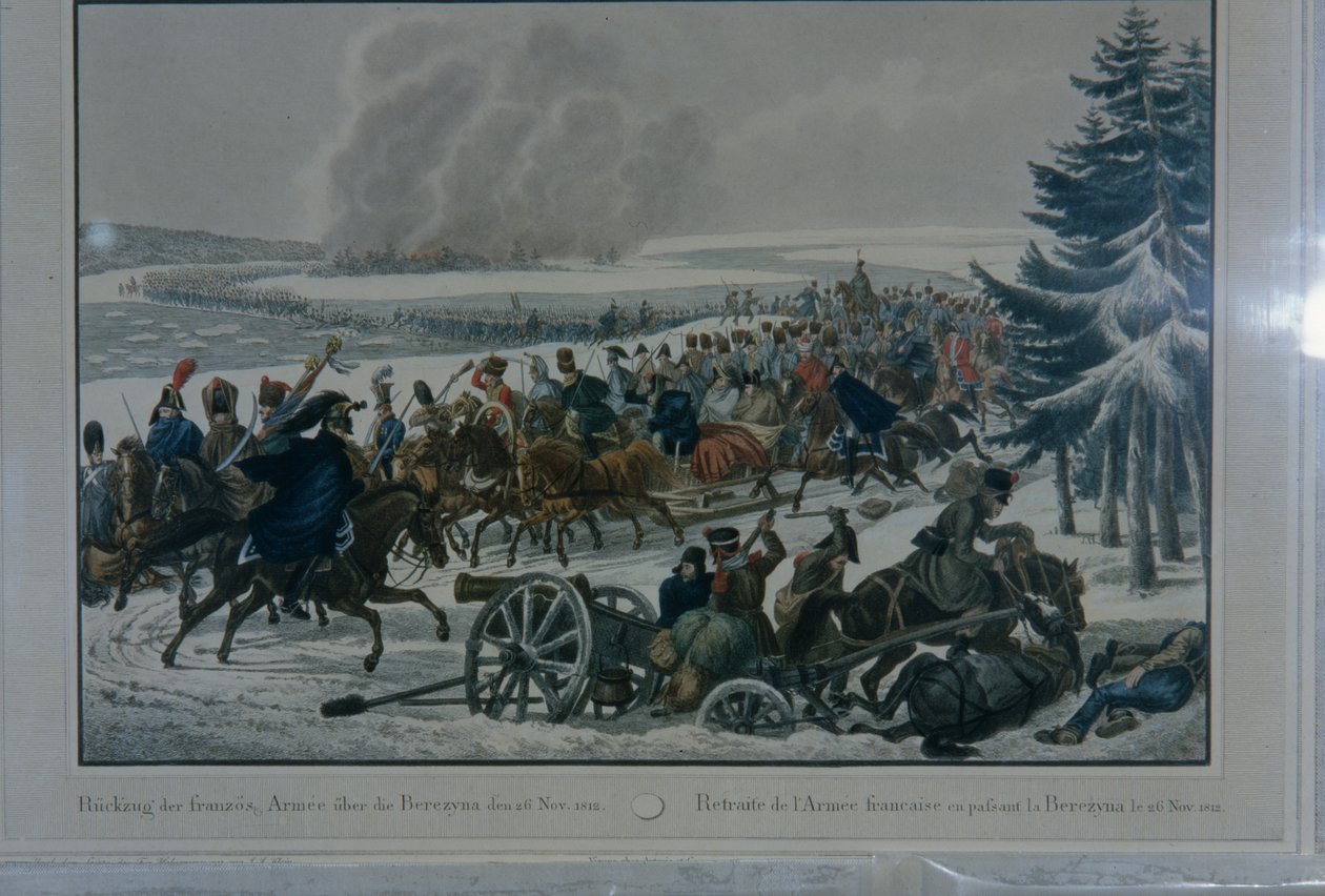 Odwrót armii francuskiej z Moskwy w 1812 r. (pióro, atrament i toaleta na papierze) autorstwa August Heinrich Mansfeld