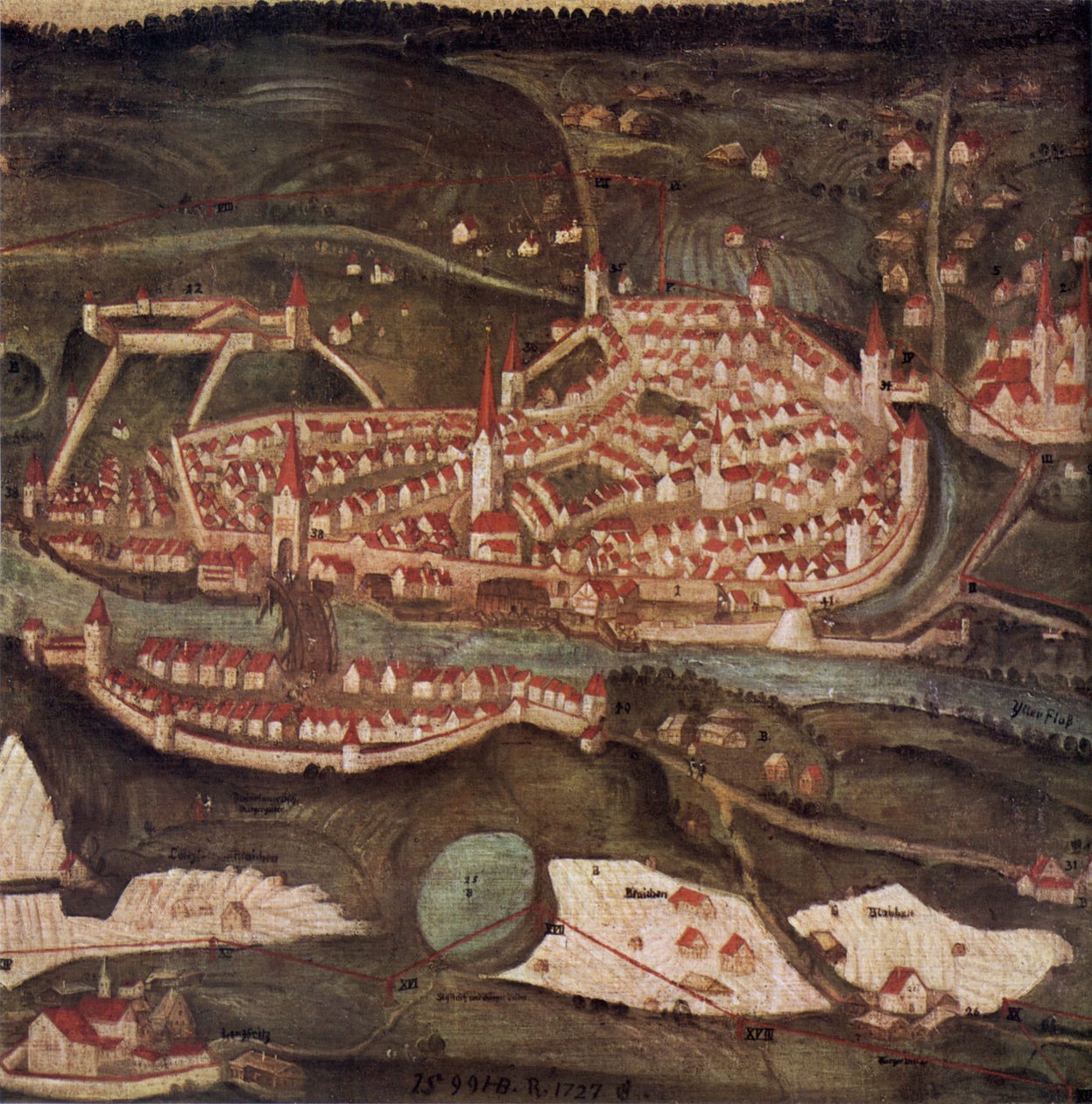 Widok na miasto Kempten autorstwa Heinrich Beusch