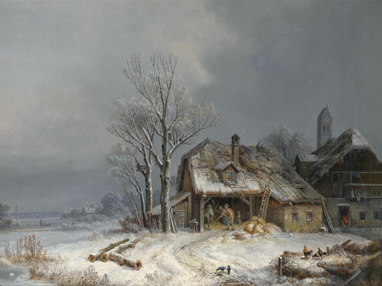 Zimowa wioska autorstwa Heinrich Burkel
