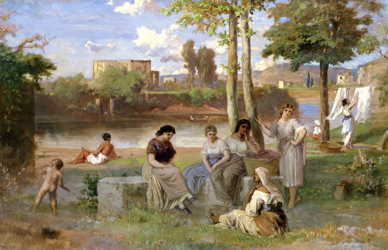 Pranie na Tybrze, 1864 autorstwa Heinrich Dreber