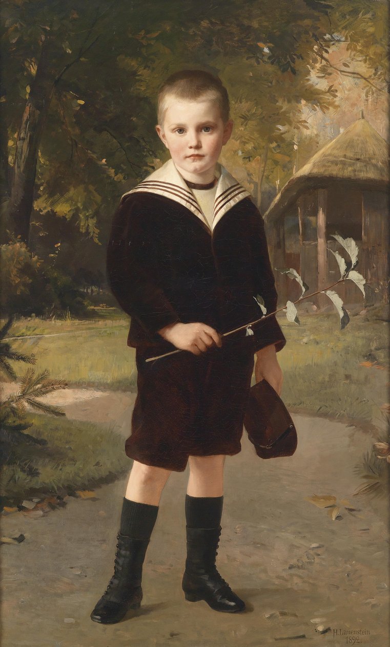 Chłopiec w stroju marynarskim, sygnowany, datowany H. Lauenstein 1892 autorstwa Heinrich Lauenstein