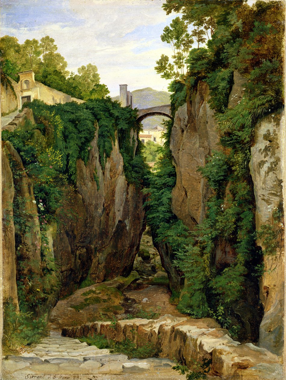 Rocky Ravine w Sorrento, 1823 (olej na papierze na płótnie) autorstwa Heinrich Reinhold