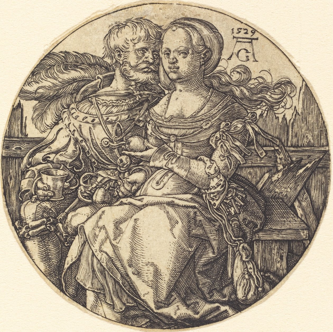 Para zakochanych siedzących autorstwa Heinrich Aldegrever