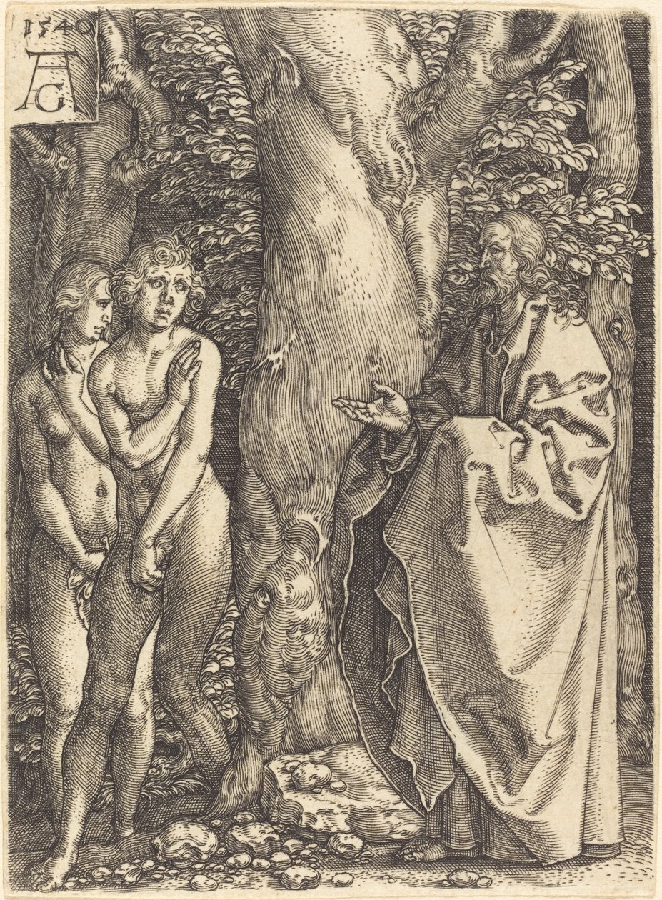 Adam i Ewa ukrywają się, 1540. autorstwa Heinrich Aldegrever