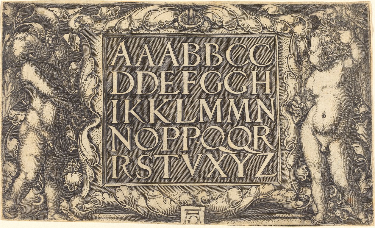 Alfabet, ok. 15251555. autorstwa Heinrich Aldegrever
