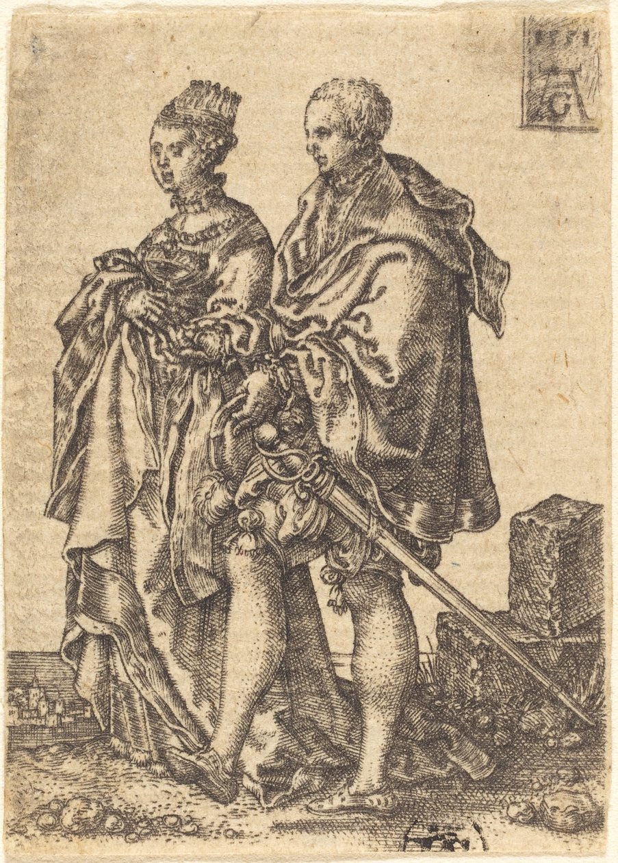 Tańcząca para, 1551. autorstwa Heinrich Aldegrever