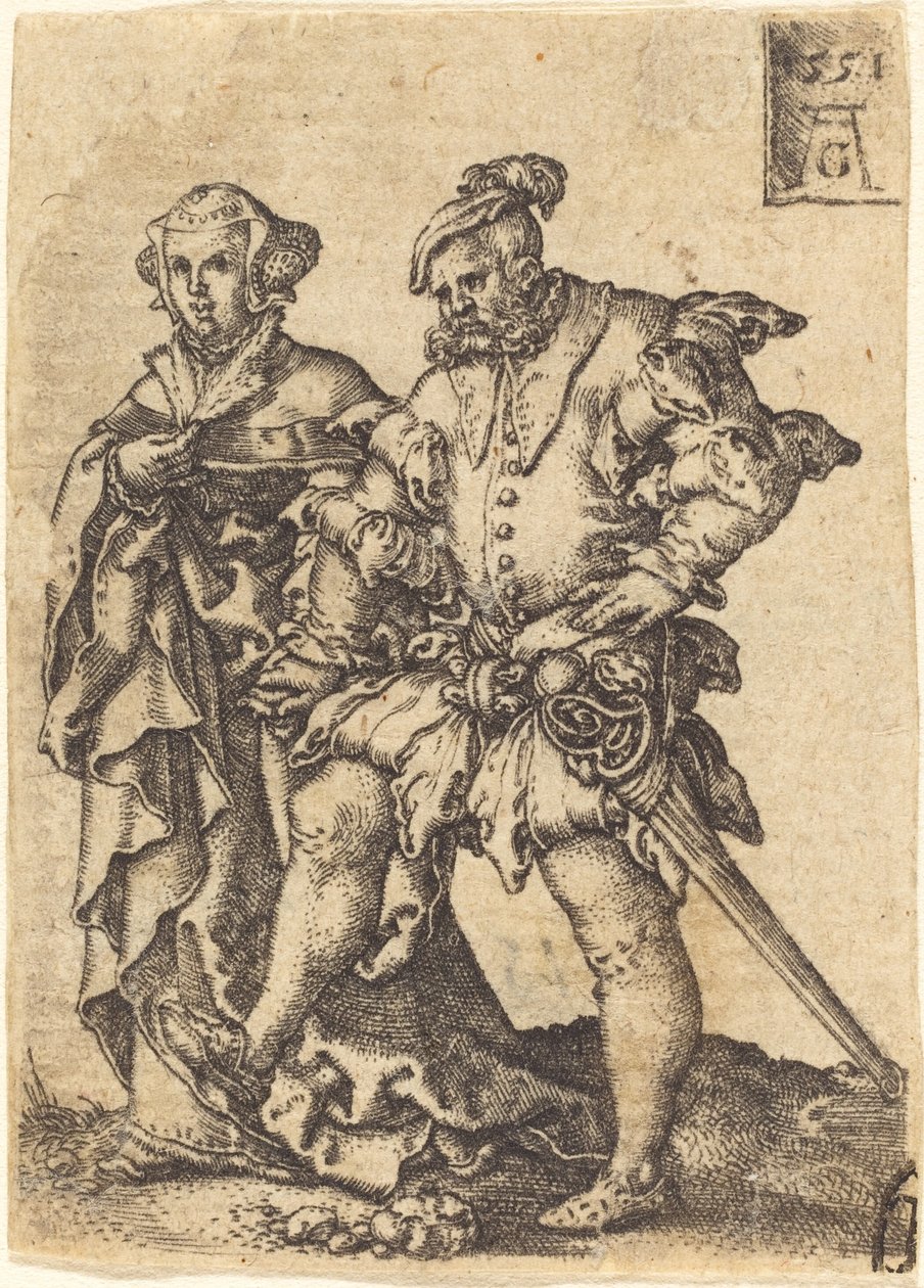 Tańcząca para, 1551. autorstwa Heinrich Aldegrever