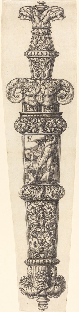 Projekt pochwy na sztylet z Kainem i Abelem, 1539. autorstwa Heinrich Aldegrever