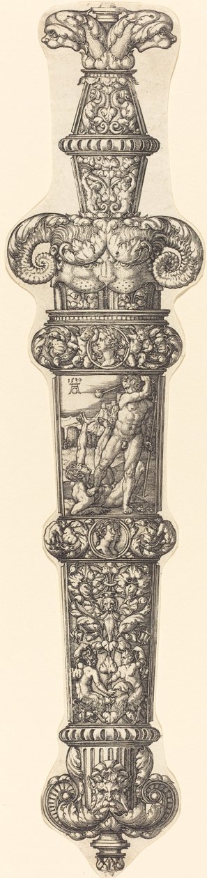 Projekt pochwy na sztylet z Kainem i Abelem, 1539. autorstwa Heinrich Aldegrever