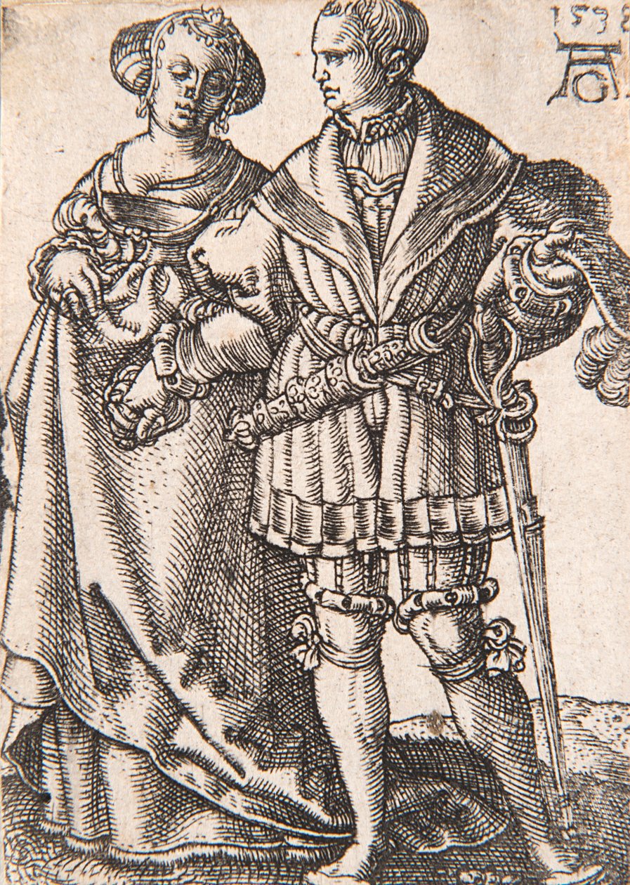 Z cyklu Małe tancerki weselne, 1538. autorstwa Heinrich Aldegrever