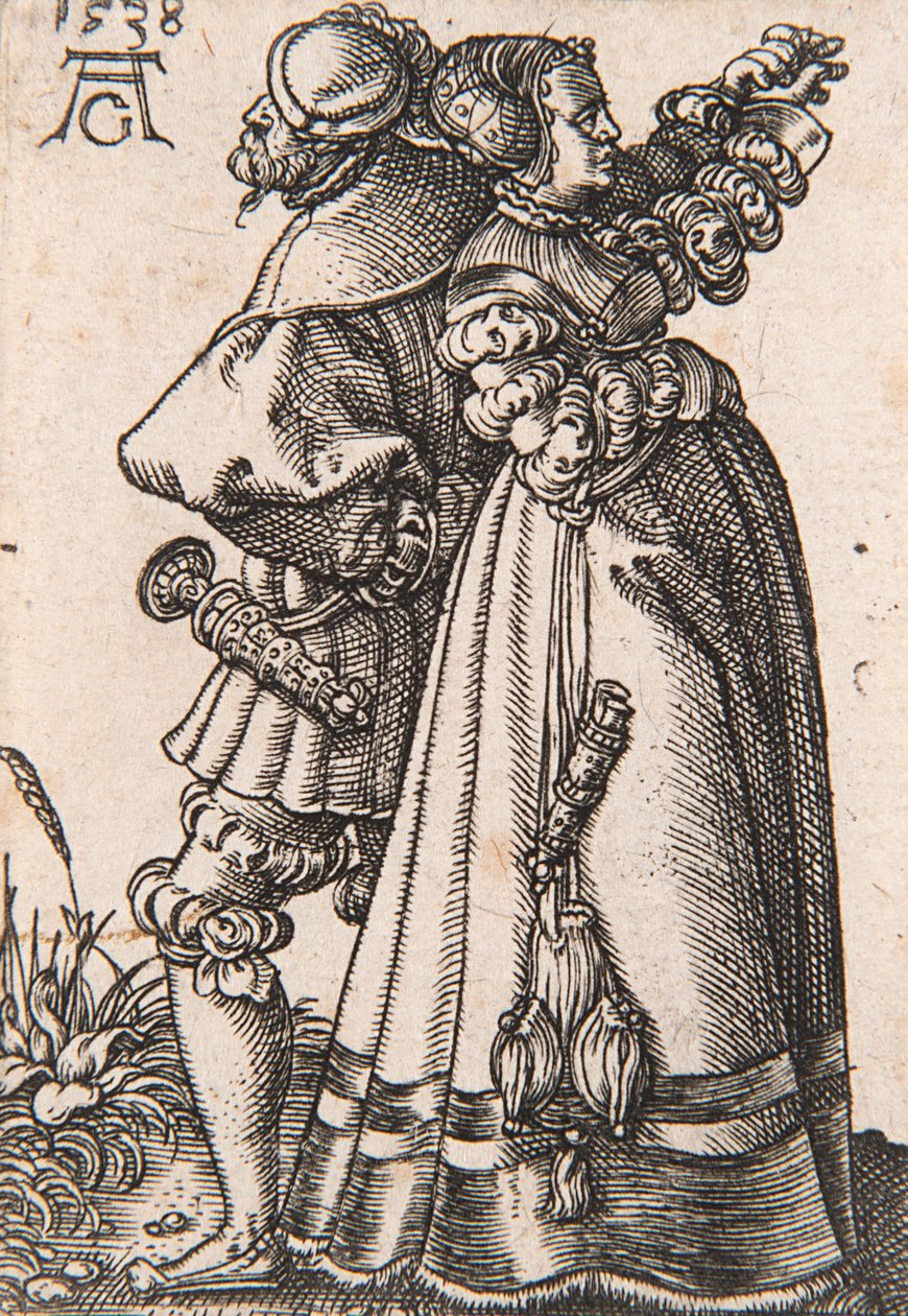 Z cyklu Małe tancerki weselne, 1538. autorstwa Heinrich Aldegrever