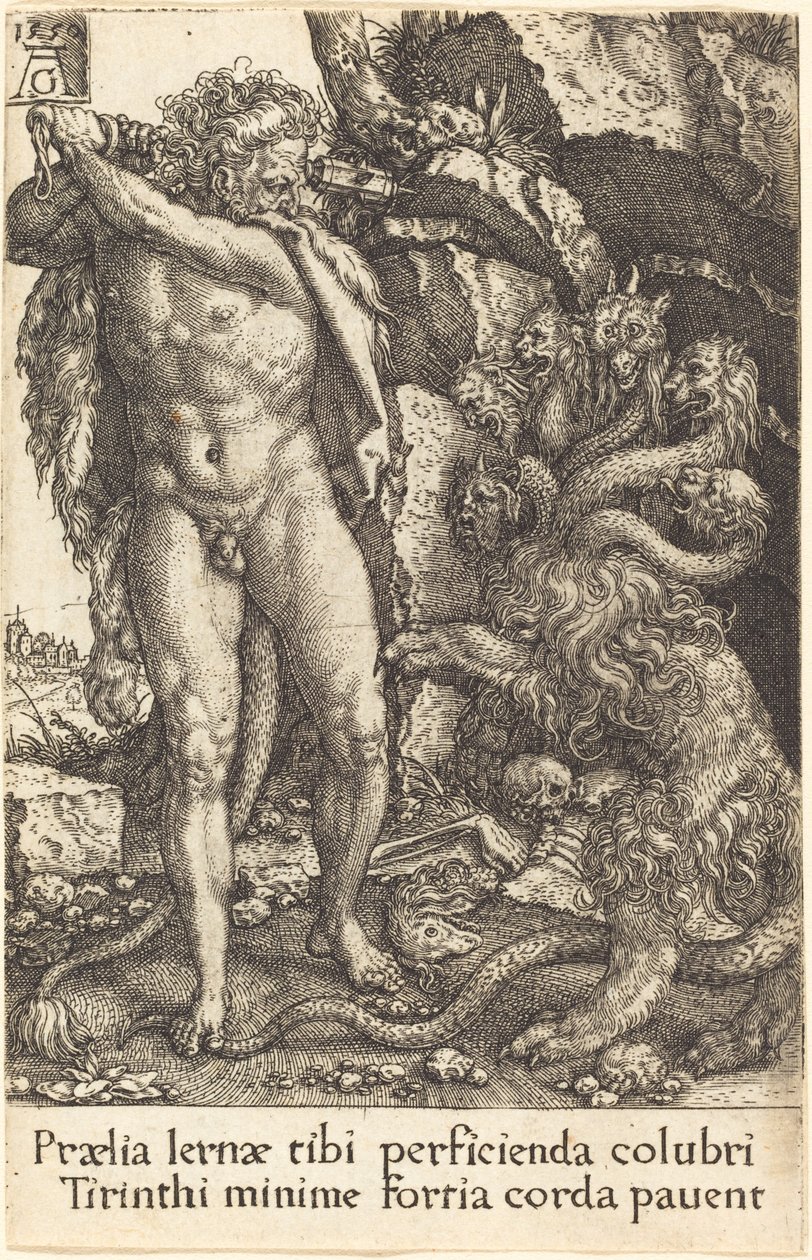 Herkules walczący z Hydrą Lernei, 1550. autorstwa Heinrich Aldegrever
