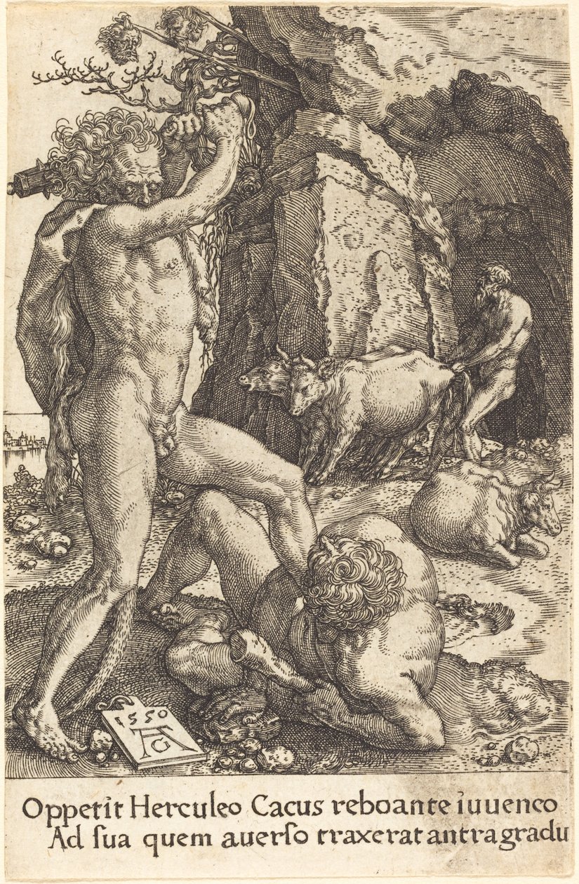 Herkules zabija Cacus autorstwa Heinrich Aldegrever