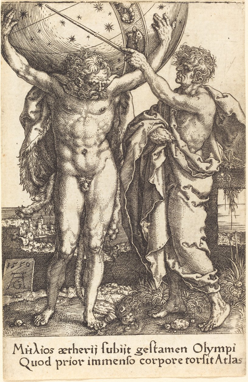 Herkules i Atlas autorstwa Heinrich Aldegrever