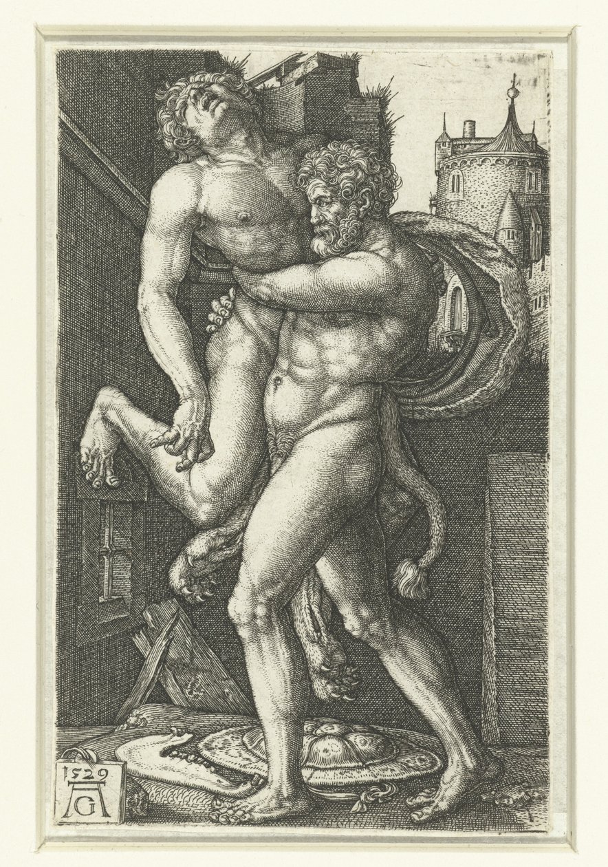 Herkules w Antaeus autorstwa Heinrich Aldegrever