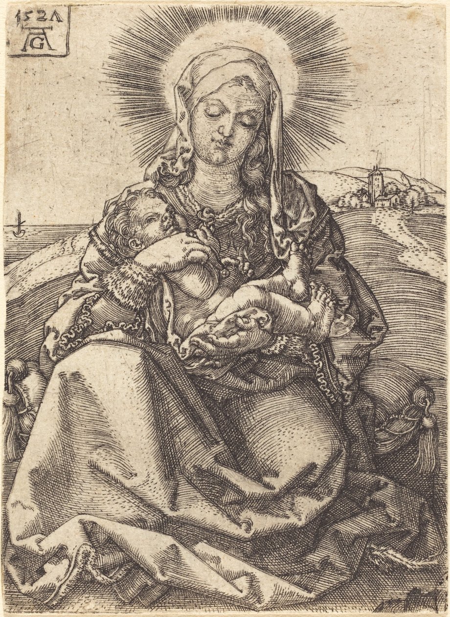 Madonna w krajobrazie siedząca na poduszce autorstwa Heinrich Aldegrever