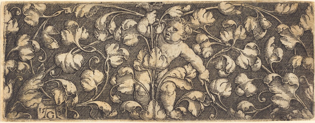 Ornament z listowiem i dzieckiem w środku, 1539. autorstwa Heinrich Aldegrever