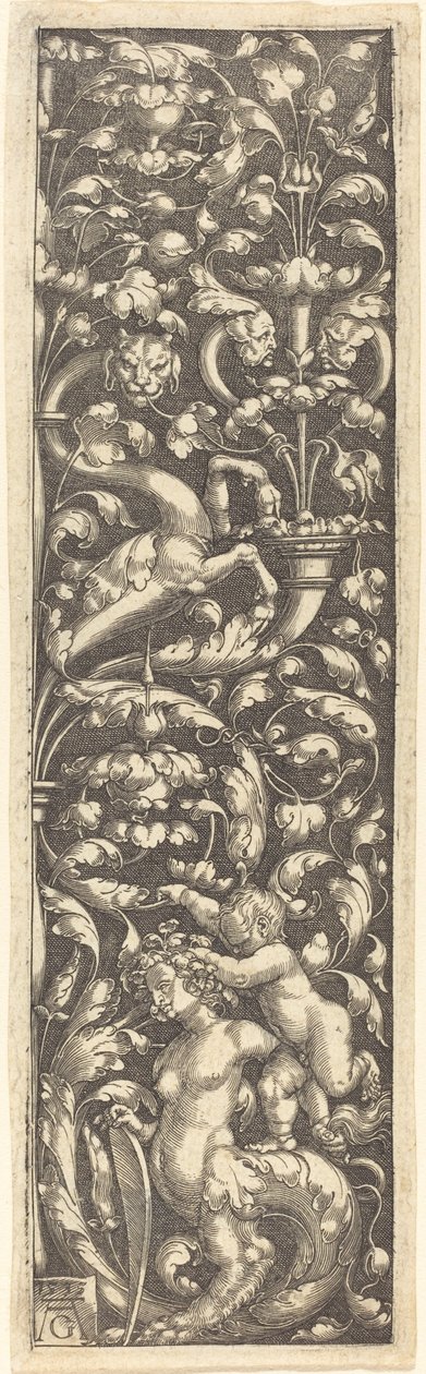 Ozdoba z dzieckiem na grzbiecie sfinksa, 1535. autorstwa Heinrich Aldegrever