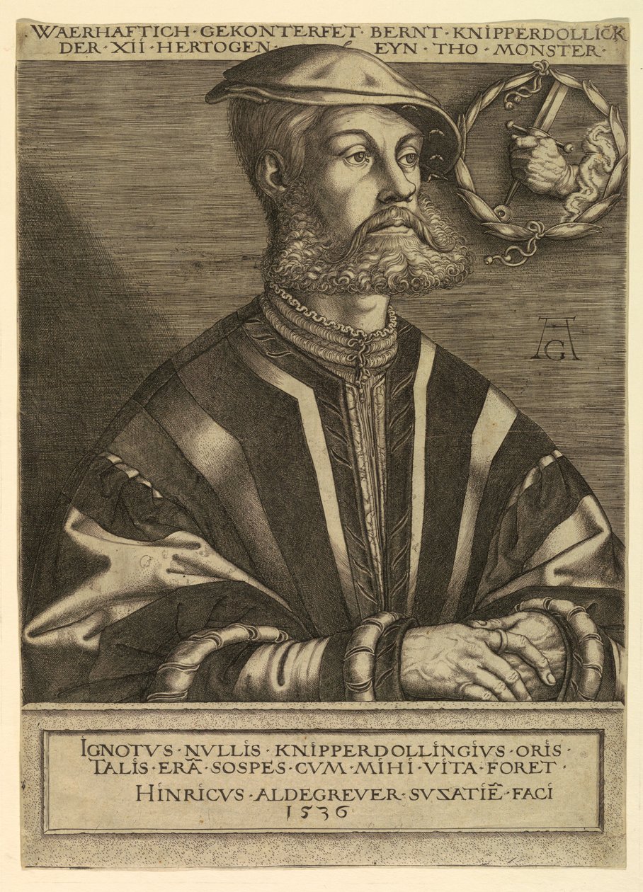Portret Bernarda Knipperdollinga, szefa anabaptystów w Münster autorstwa Heinrich Aldegrever