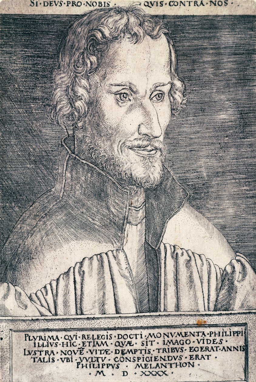 Portret Philipa Melanchthona lub Philippa Schwarzerda (1497-1560), niemieckiego humanisty i teologa, rycina Heinricha Aldegrevera (1502-ok. 1561) autorstwa Heinrich Aldegrever