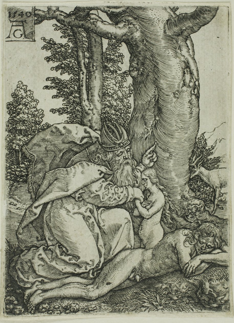 Stworzenie Ewy, płyta pierwsza od Adama i Ewy autorstwa Heinrich Aldegrever