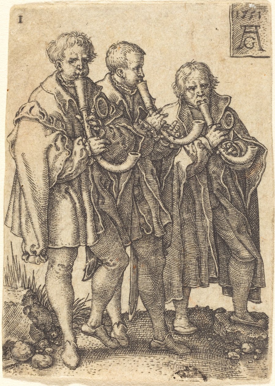 Trzech muzyków autorstwa Heinrich Aldegrever