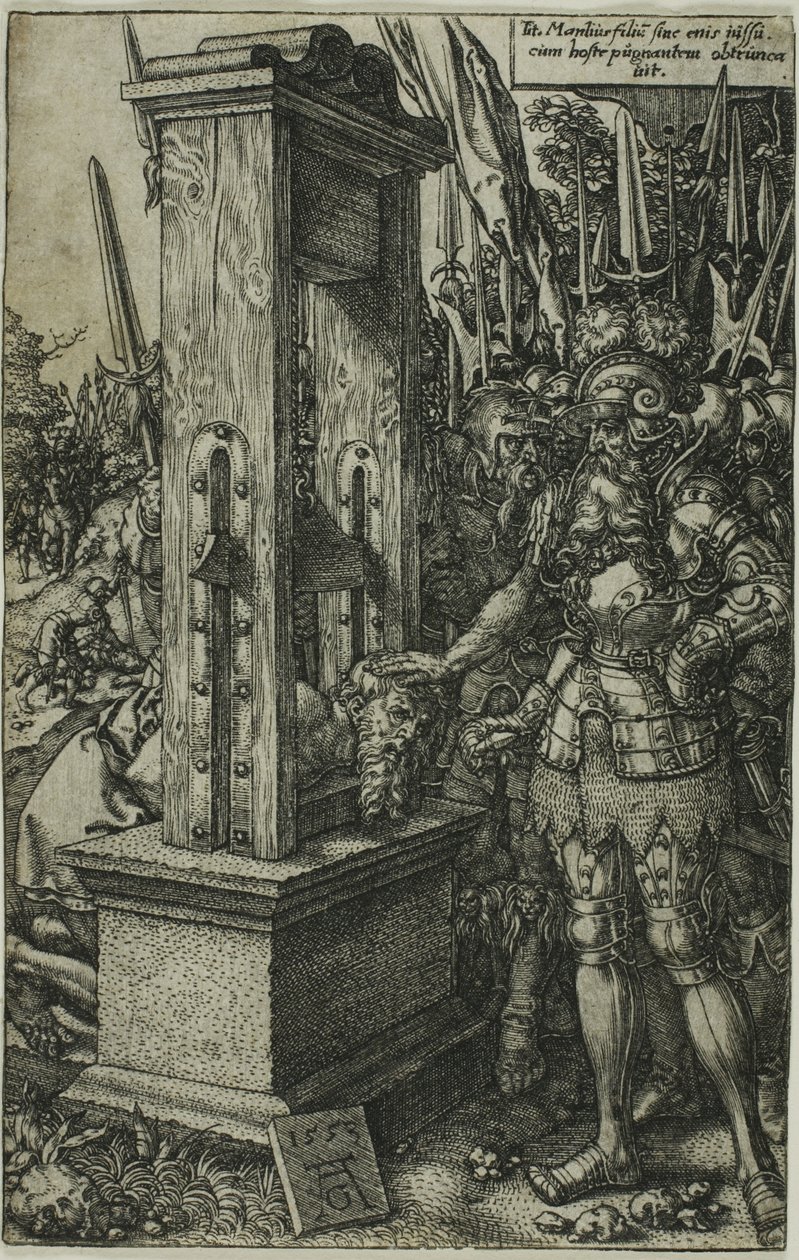 Tytus Manliusz ścina głowę swojemu synowi autorstwa Heinrich Aldegrever