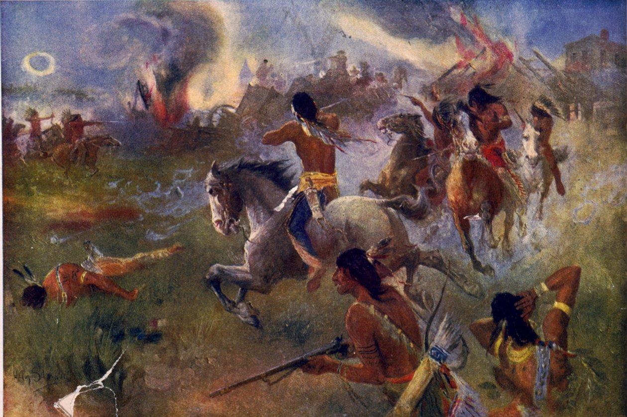 Oblężenie New Ulm w stanie Minnesota autorstwa Heinrich Augustus Schwabe
